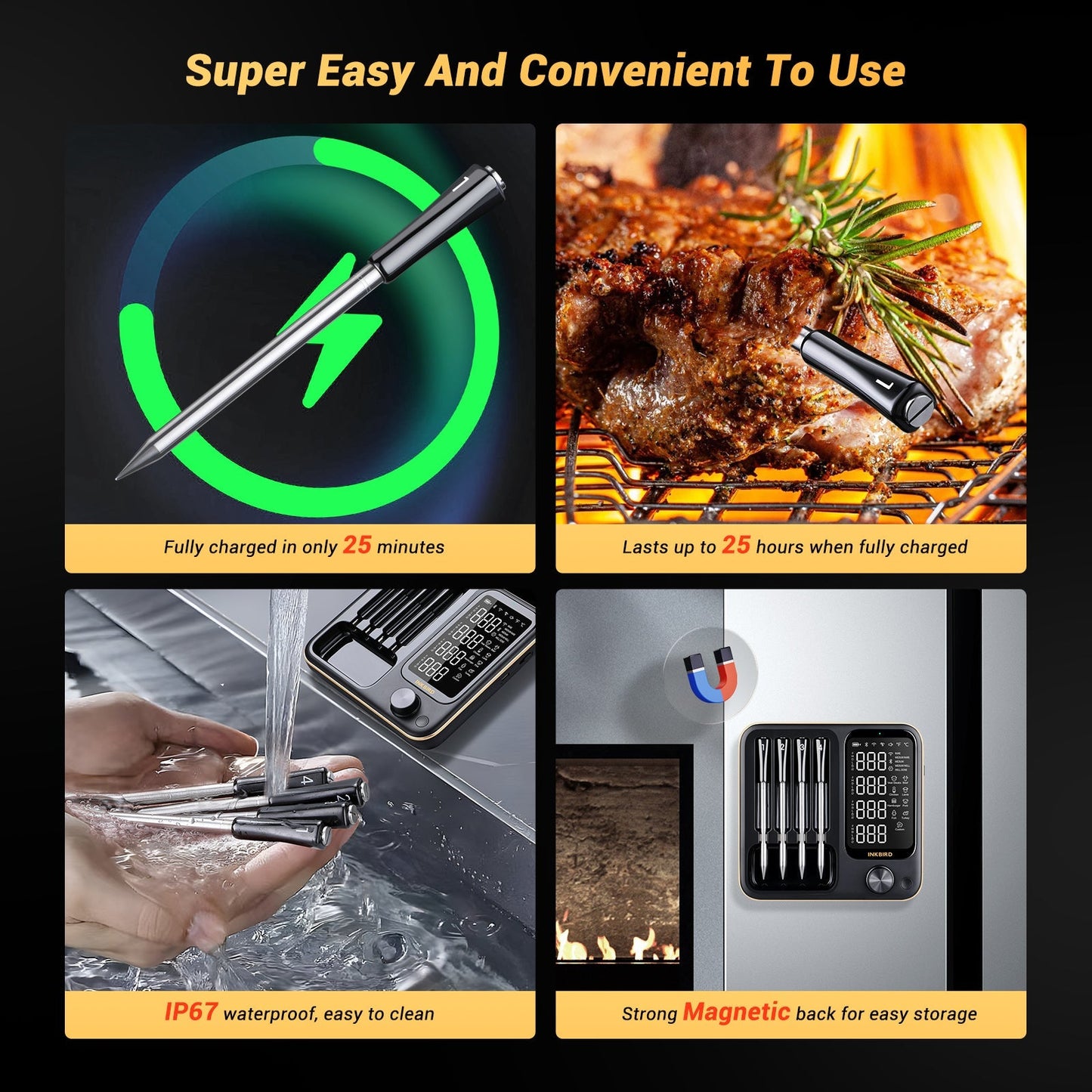 WiFi & Bluetooth Meat Thermometer INT-14-BW