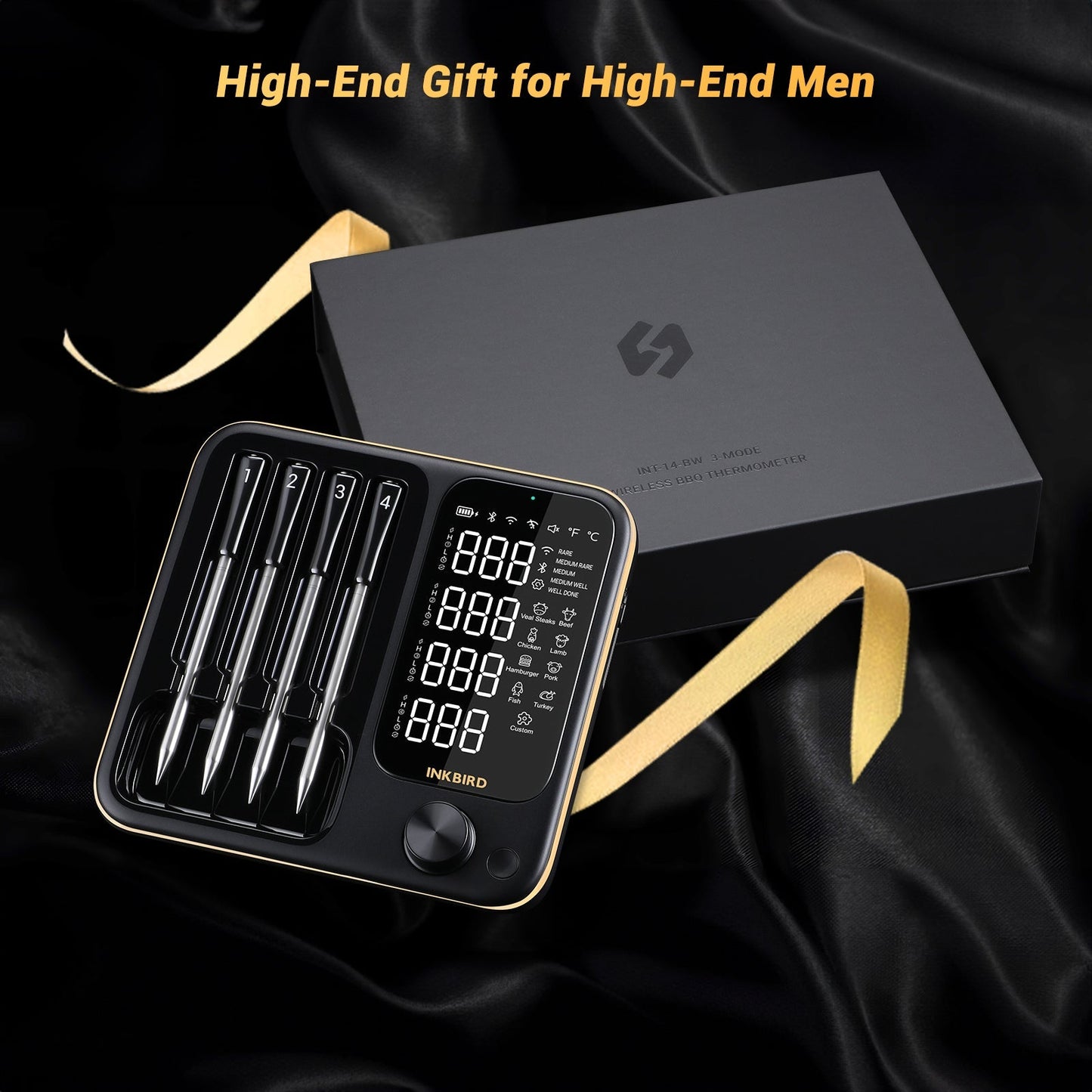 WiFi & Bluetooth Meat Thermometer INT-14-BW